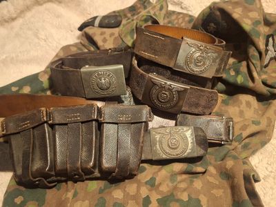 antique relic ww2 belts buckles heavy wear $600 each