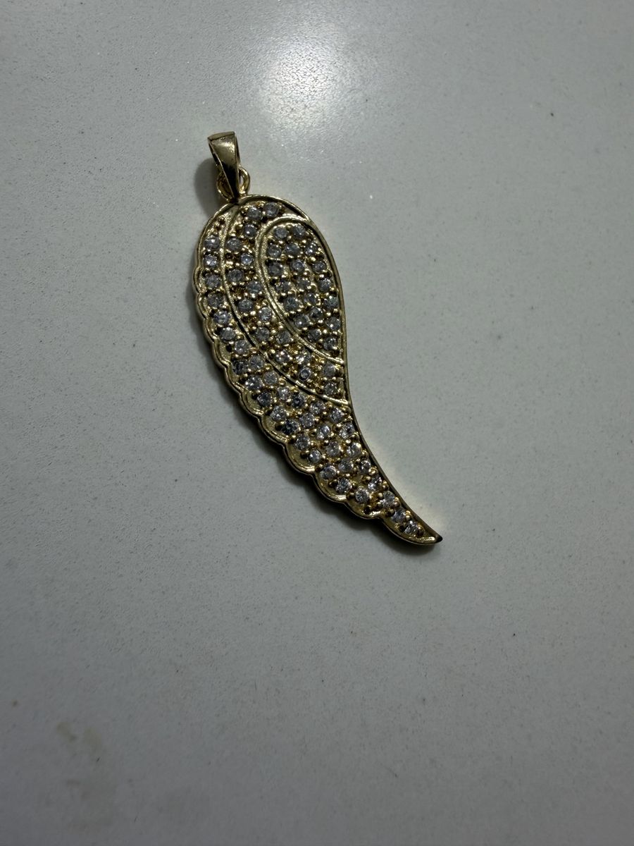 Gold-Tone Pavé Angel Wing Pendant Necklace Charm