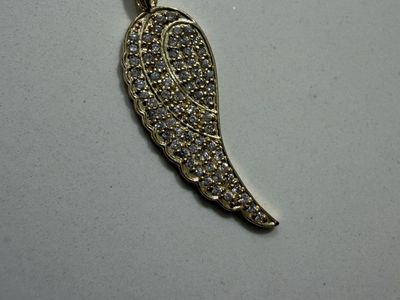 Gold-Tone Pavé Angel Wing Pendant Necklace Charm