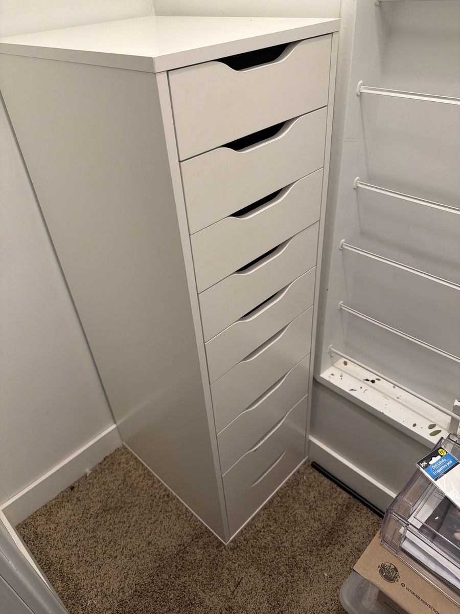 IKEA Alex 9-Drawer Storage Unit in White - Perfect for Office, Craft, or Makeup Organization