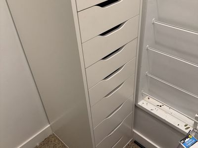 IKEA Alex 9-Drawer Storage Unit in White - Perfect for Office, Craft, or Makeup Organization