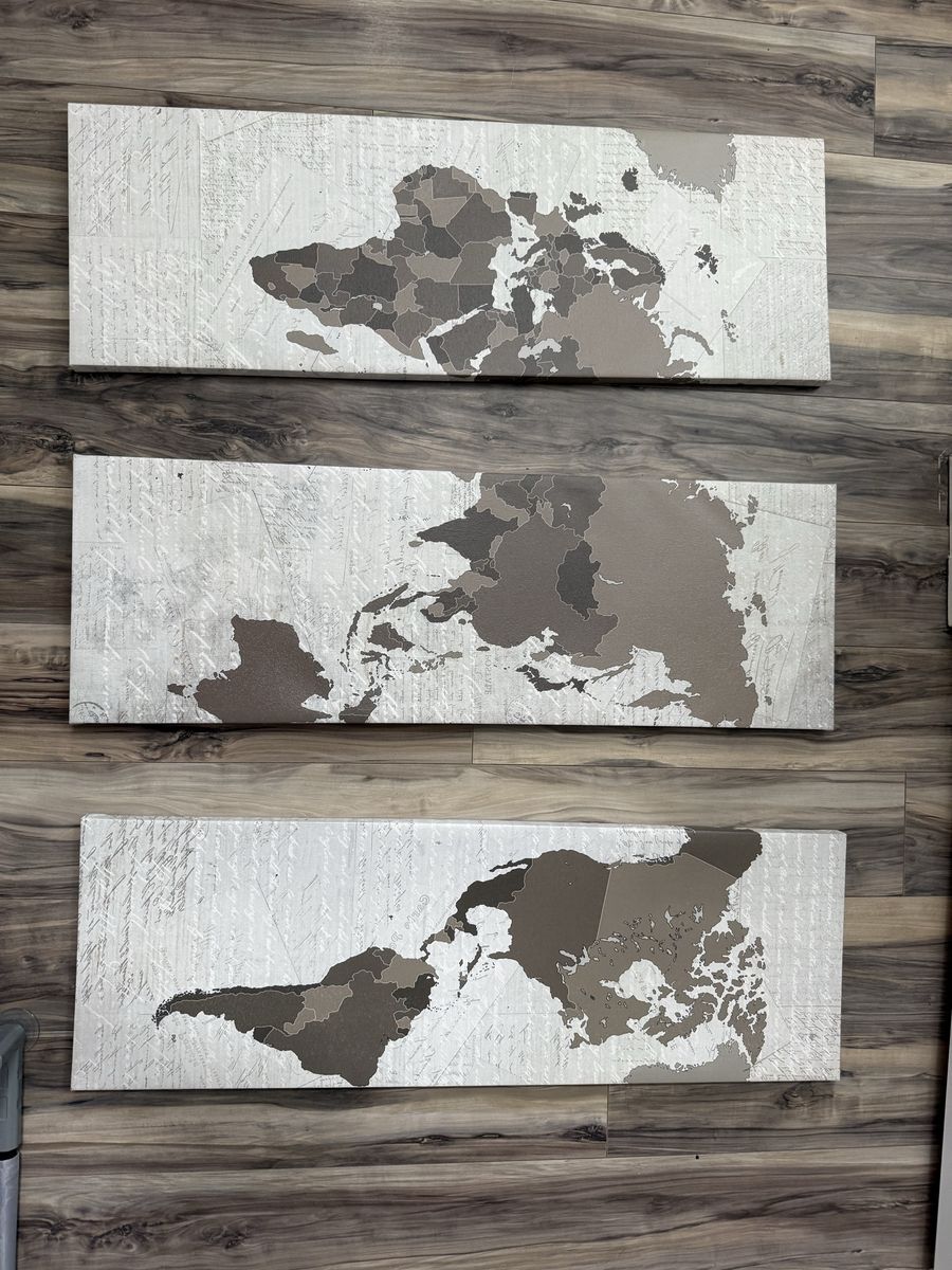 Global Wanderlust 3-Panel World Map Canvas Art Set - Modern Earth Wall Decor