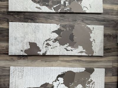 Global Wanderlust 3-Panel World Map Canvas Art Set - Modern Earth Wall Decor
