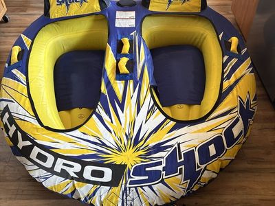 Hydro Shock 2-Person Inflatable Towable Tube with Airhead Deluxe Tow Rope