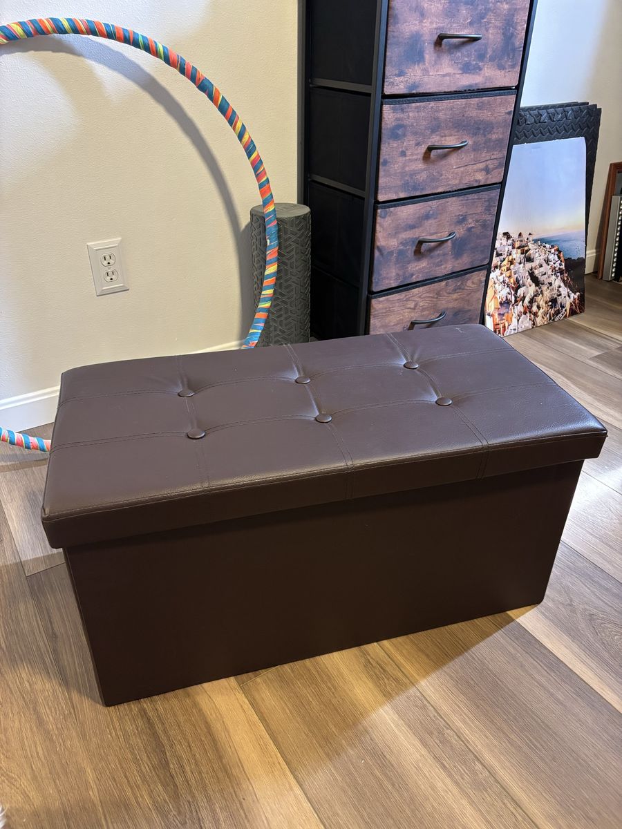 Folding Storage Ottoman Bench Dark brown