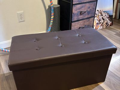 Folding Storage Ottoman Bench Dark brown
