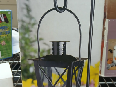 Illuminations Handcrafted Metalworks Black Finish Pillar Candle Holder Lantern-Extras