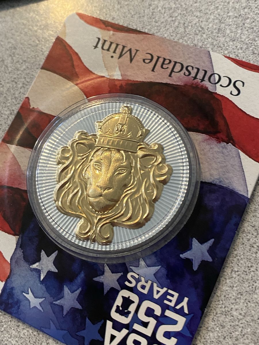 Scottsdale Mint 1oz Silver Lion Stacker Gold Gilded USA 250th Anniversary CL250TH #154/250 Certi-Lock