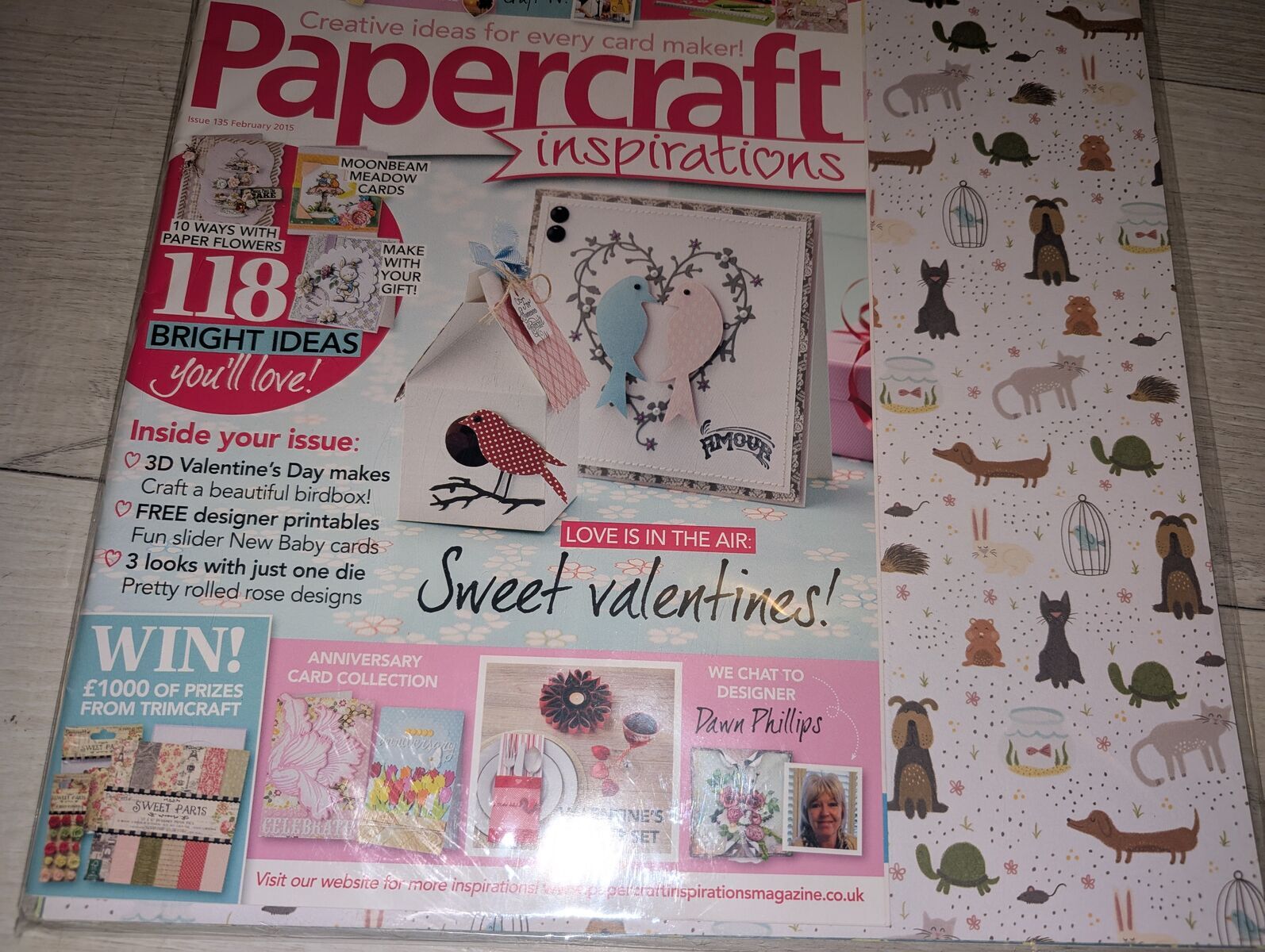 NEW Papercraft Inspirations Valentine Theme Magazine W/ 20 Sheets of Scrapbooking Paper Set