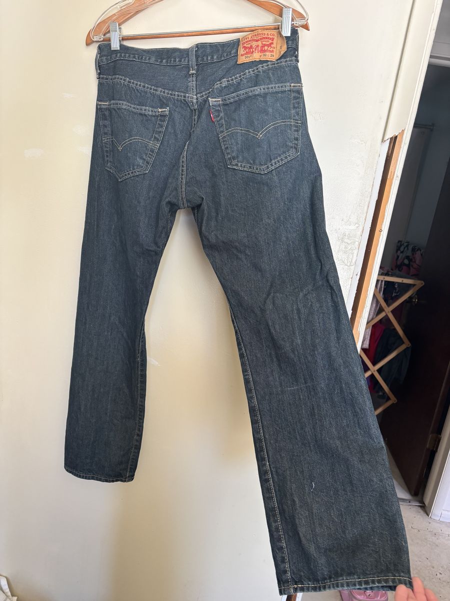 Men's Levis 501 Jeans, Dark Blue, Button Fly W 32 L 29