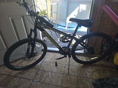 Mongoose Excursion Adult Mountain Bike - Black/Yellow, 24-inch Wheels, Hardtail Suspension