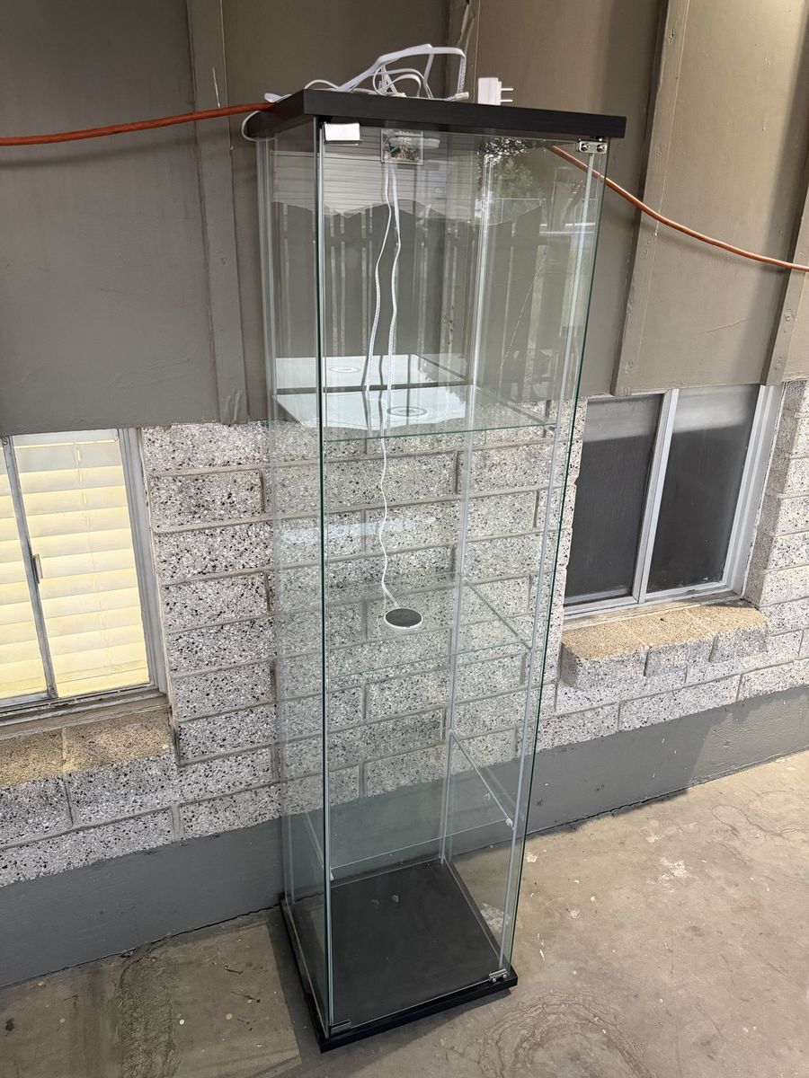 IKEA DETOLF Glass Display Case with Integrated Lighting