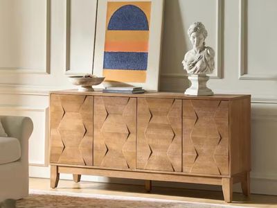 Brand new Geometric Wooden Sideboard Credenza 4-Door Buffet Cabinet 60 Inch