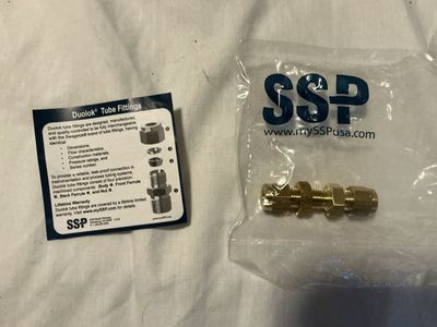 50 New SSP Duolok Brass 1/4” Bulkhead Union Tube Fittings (IBD4BU)