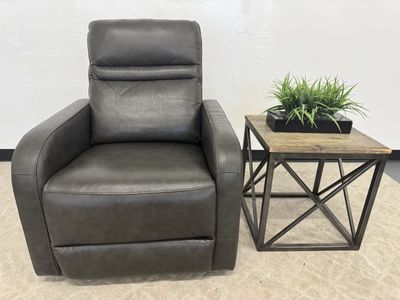 GRAY COSTCO LEATHER POWER ROCKING RECLINER CHAIR