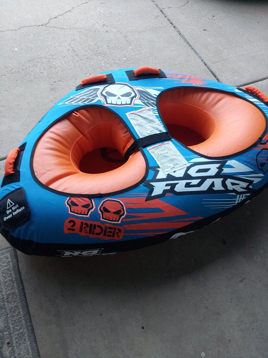 No Fear Nash Sports 2-Rider Towable Tube Orange Blue Water Sports Tube