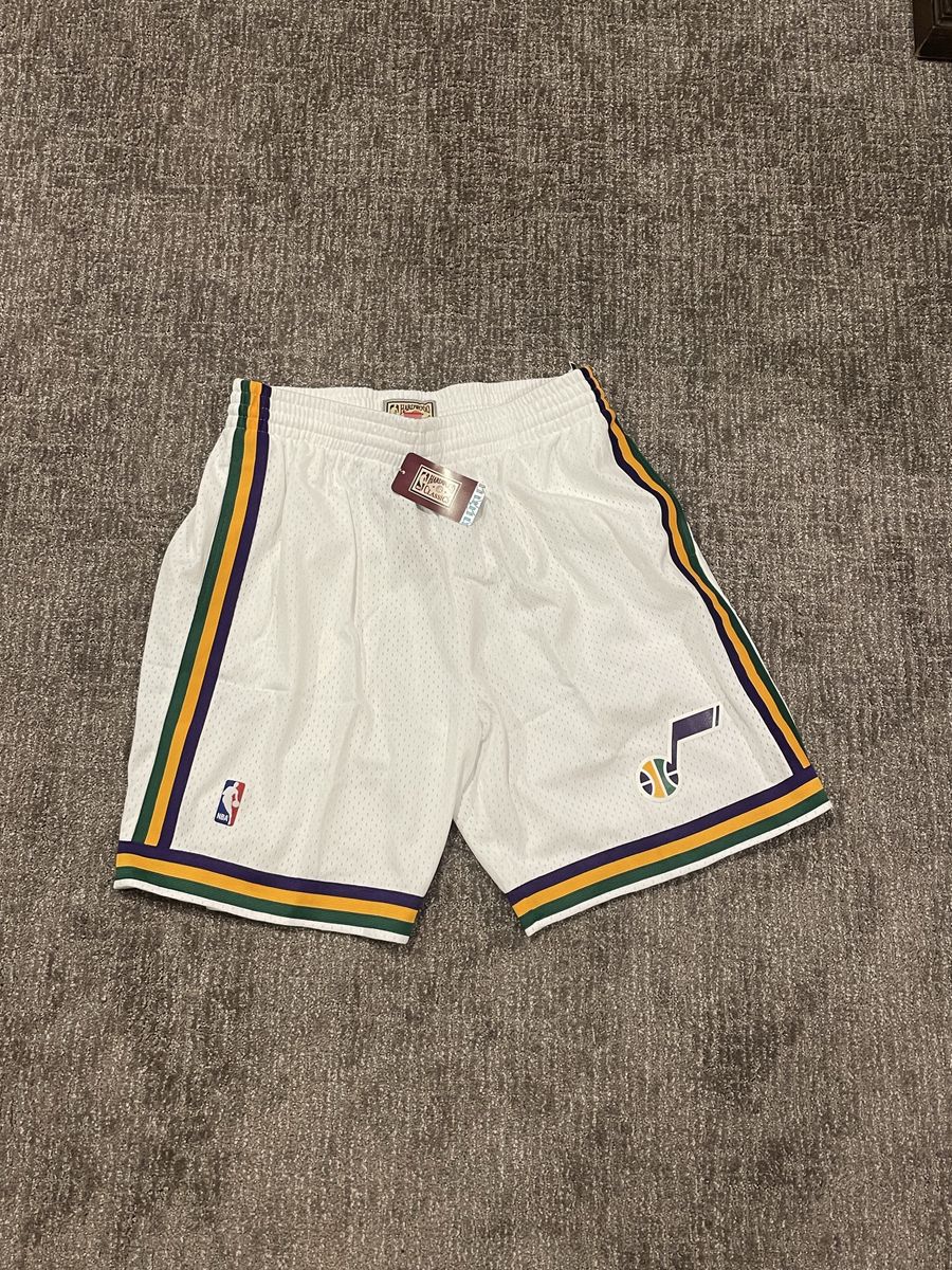 Mitchell & Ness NBA Swingman Shorts Jazz 91 White Men's XL Basketball Hardwood Classics Brand New