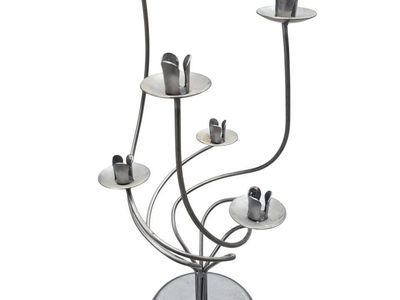 Metal Twirl Spiral Silver Tone Candelabra