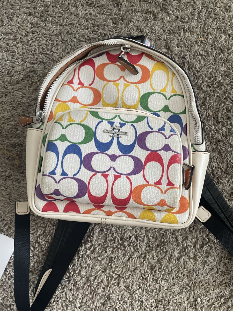 Coach Pride Collection Mini Court Backpack in Rainbow Signature Canvas