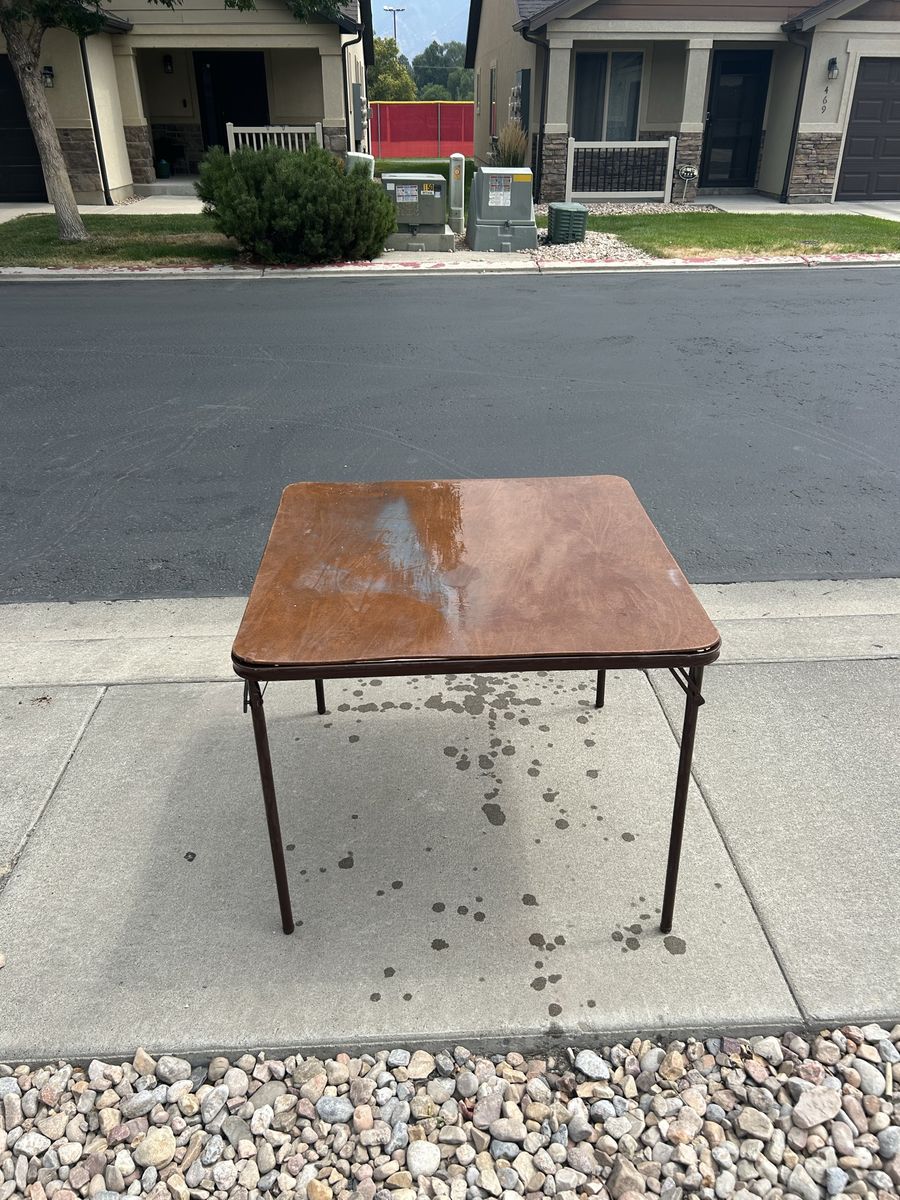 Square Folding Card Table with Brown Metal Frame