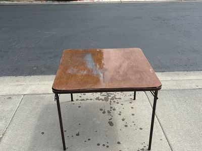 Square Folding Card Table with Brown Metal Frame