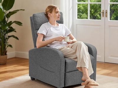 Sweetcrispy Recliner Chair Fabric, Sofa No Massage, Home Theater Seating, Lumbar Support, Grey.