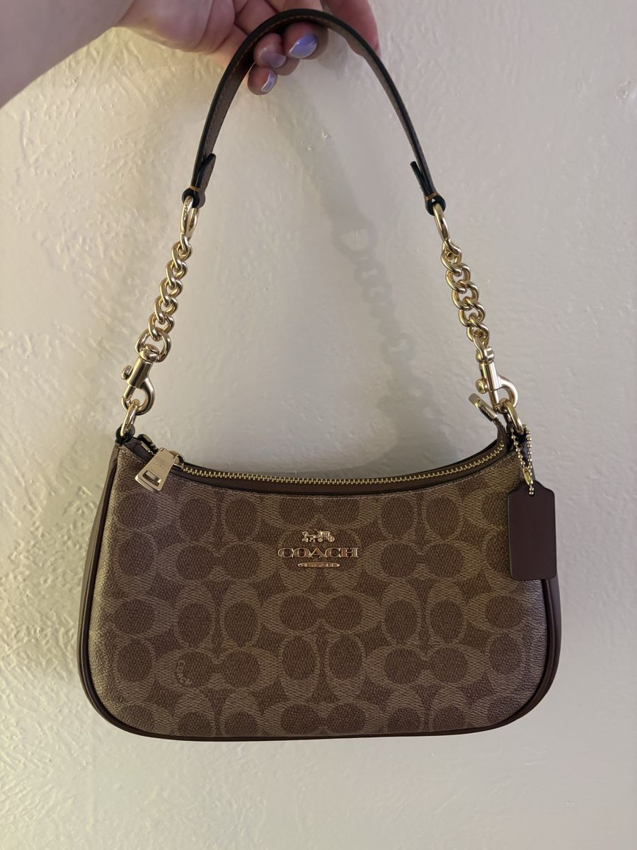 Coach Signature Canvas Mini Shoulder Bag - Brown & Gold Hardware