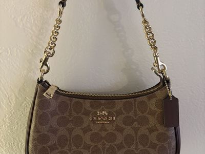 Coach Signature Canvas Mini Shoulder Bag - Brown & Gold Hardware