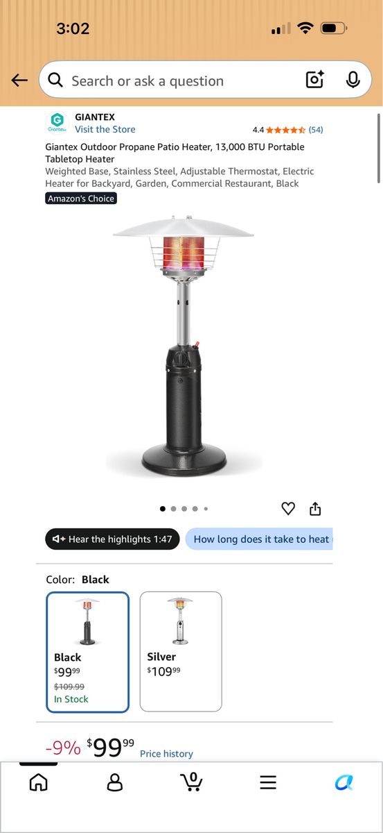Tabletop outdoor heater