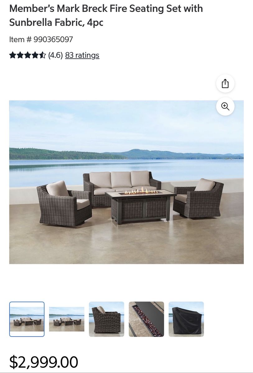 Patio furniture with table fire pit