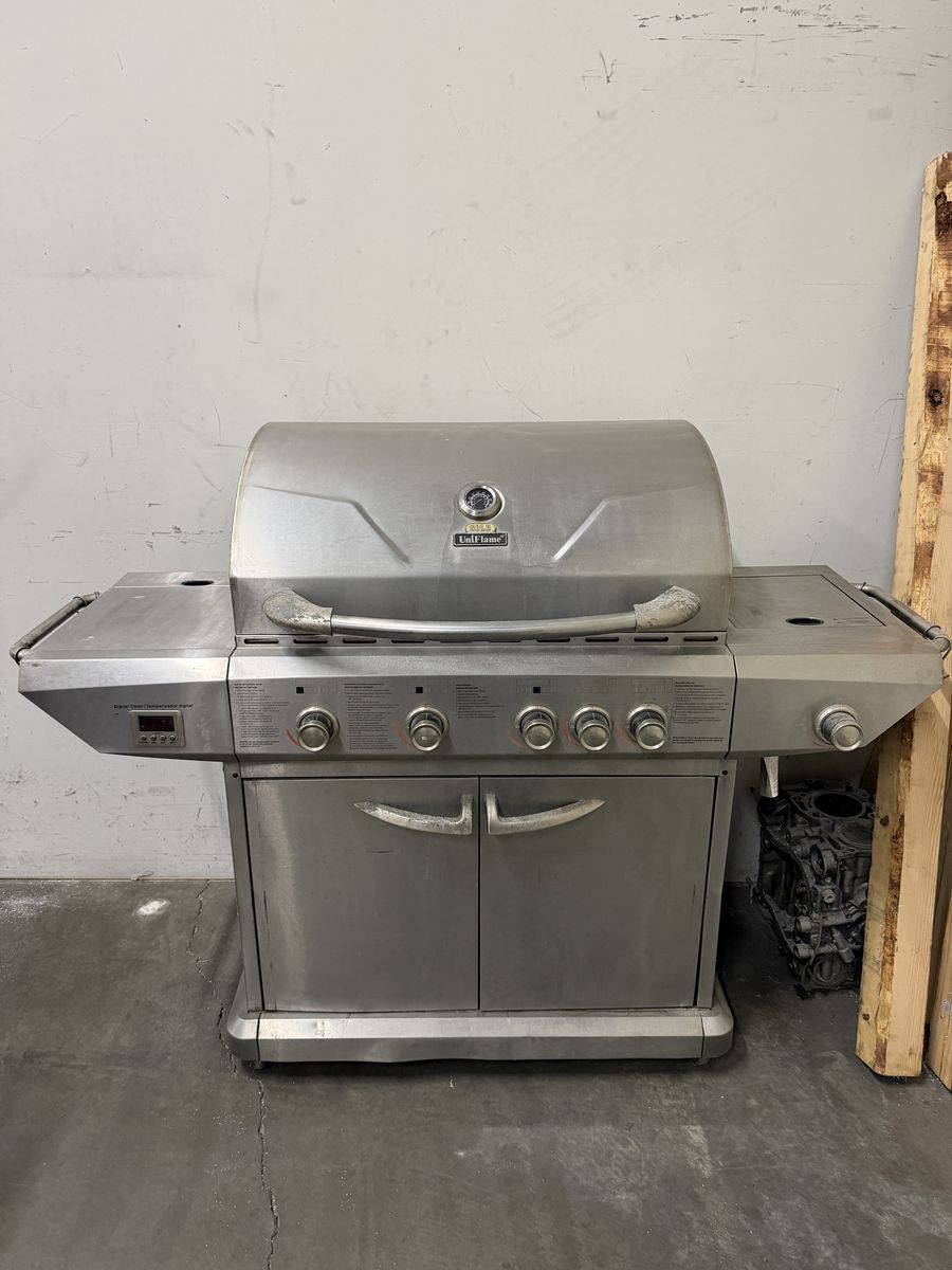 Uniflame Stainless Steel 5-Burner Gas Grill with Side Burner & Digital Timer