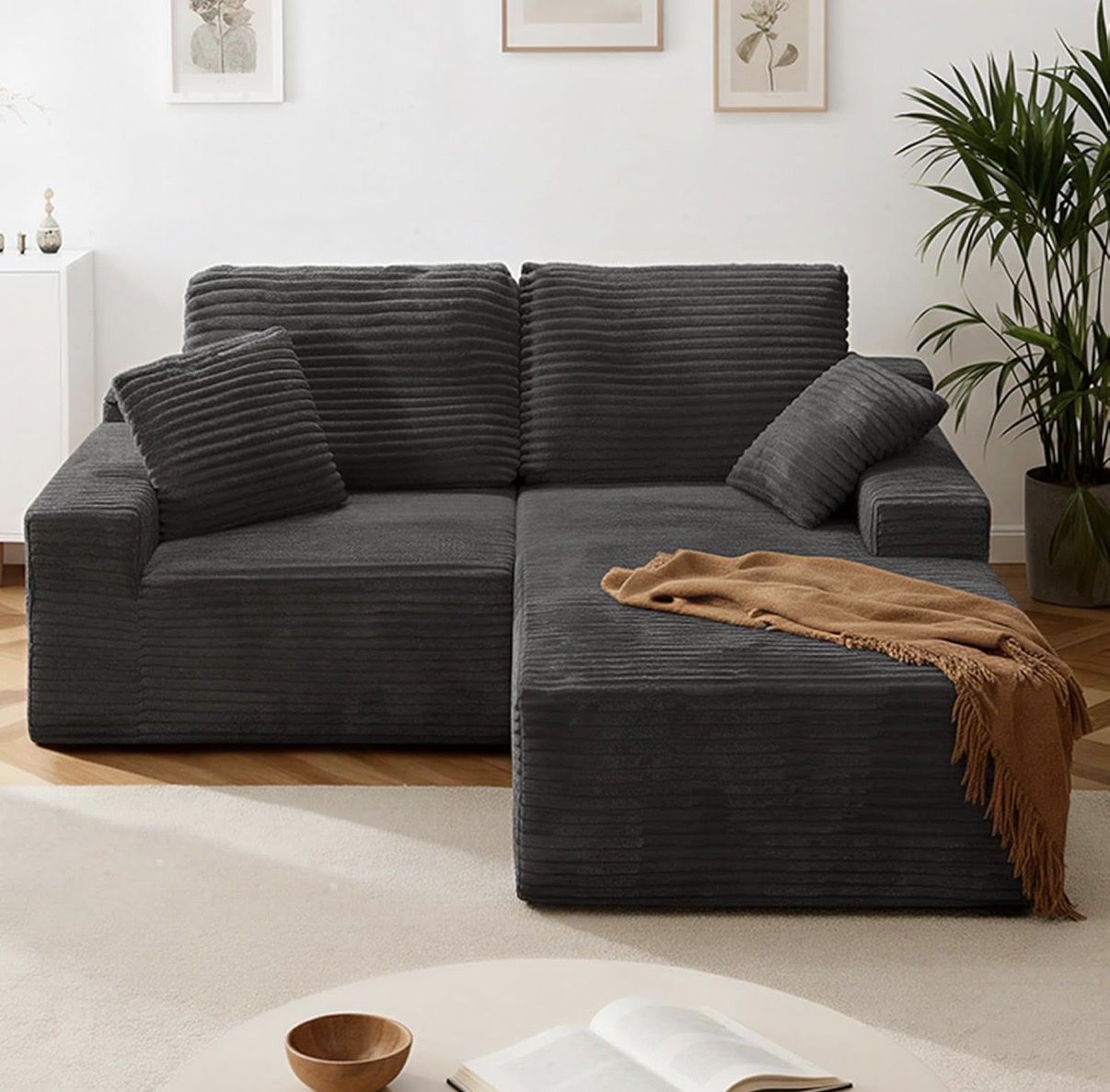 Modern L-Shaped Sectional Sofa (No Assembly, Deep