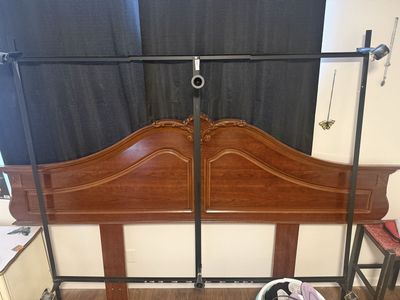 Wooden Headboard with Metal Bed Frame king