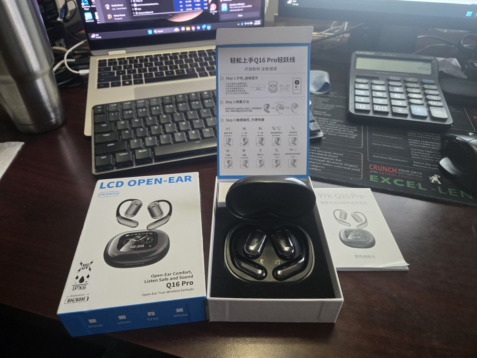 QC16 Pro LCD Open Ear True Wireless Earbuds