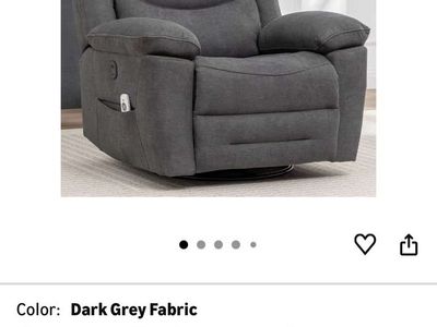 NEW Power Swivel Rocker Recliner with Massage and Heat Dark Gray