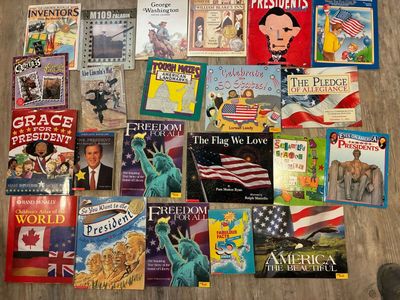 Lot of over 20 kids Children's American History and Patriotism Book Lot, flag, 5th teachers, U.S.A.