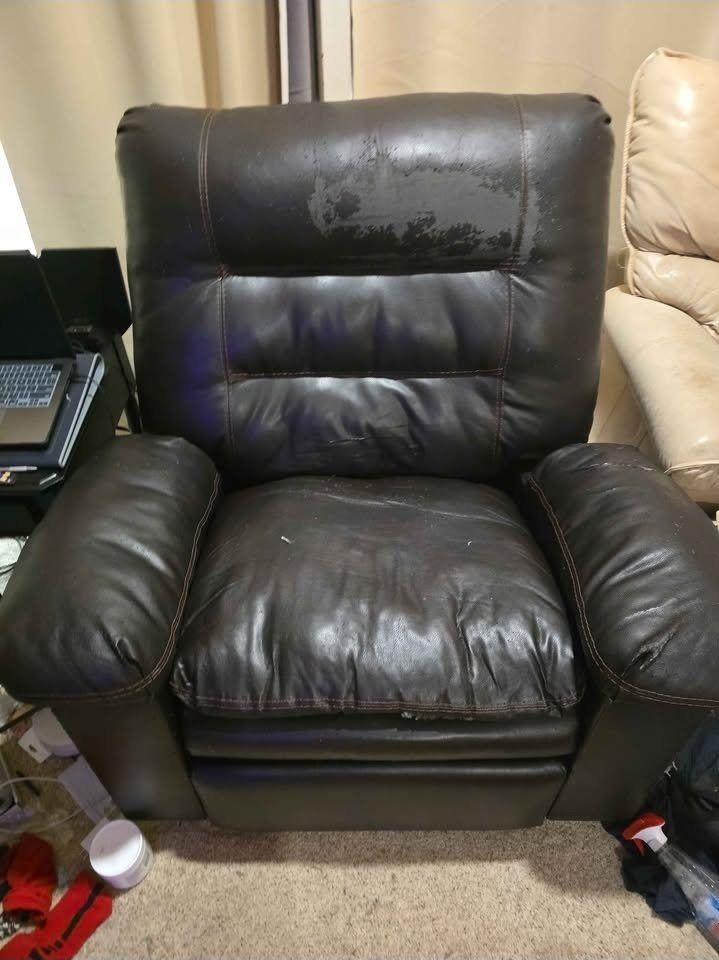 Dark Brown Faux Leather Recliner Armchair