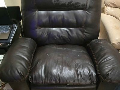 Dark Brown Faux Leather Recliner Armchair