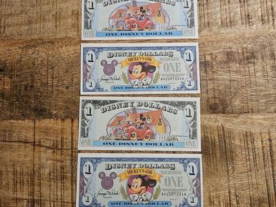 Disney Dollars Mickey's 65th Birthday One Dollar Bills - 5 Count Set, Uncirculated Collector's Item