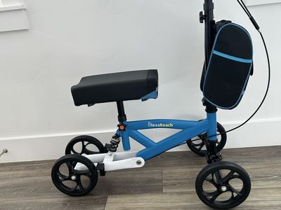 BlessReach Blue Knee Walker Scooter with Basket, Adjustable Mobility Aid, Medical Scooter