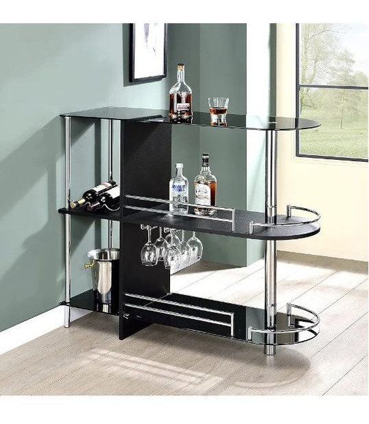 Bar table with tempered glass shelves
