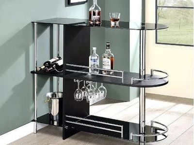 Bar table with tempered glass shelves