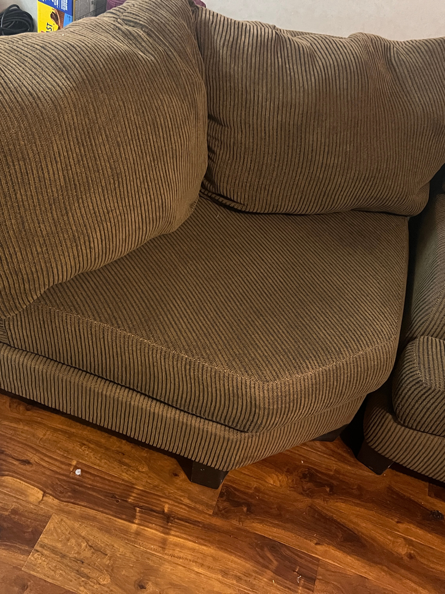 Brown Corduroy Sectional Sofa - Comfortable L-Shaped Couch