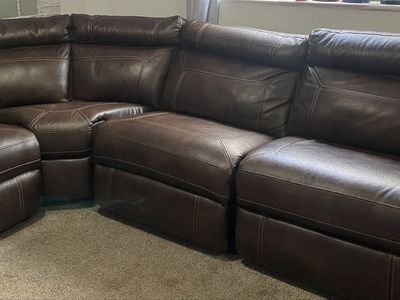 Large Brown Leather Power Reclining Modular Sectional - $1,800 OBO