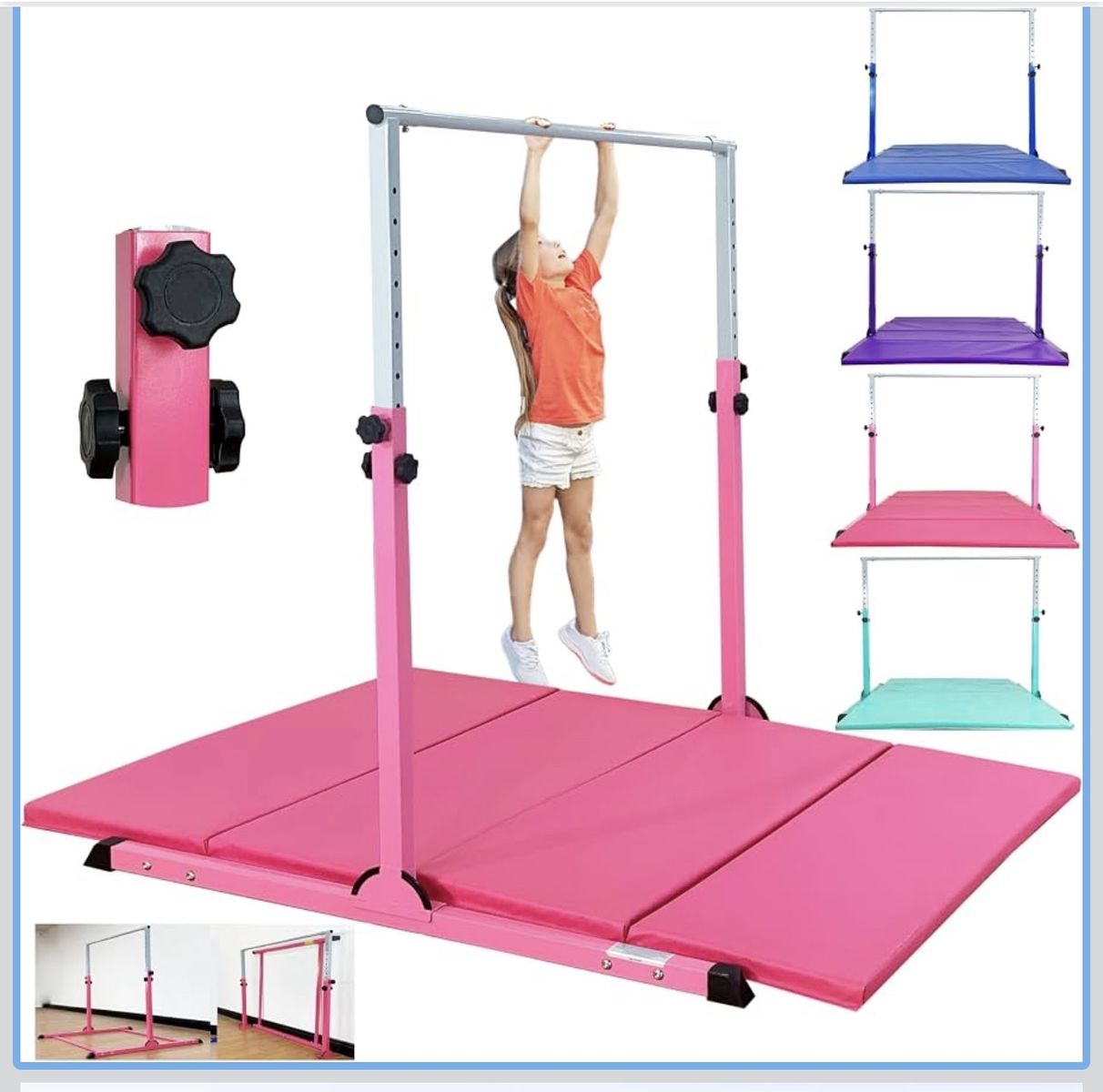 Kids Gymnastic Training Kip Bar - Adjustable Height, 4ft Width, 350lbs Capacity