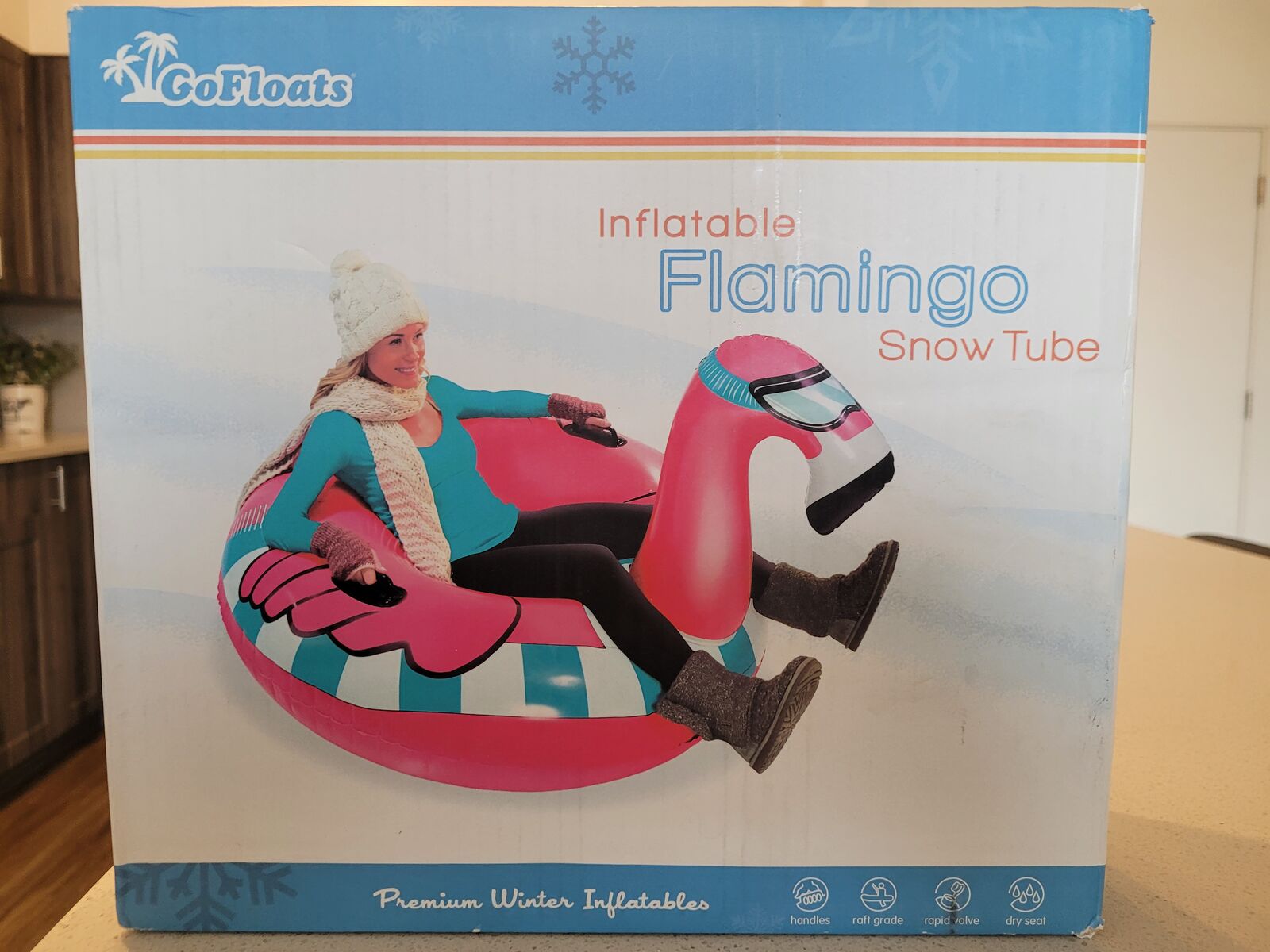 Inflatable flamingo snow tube