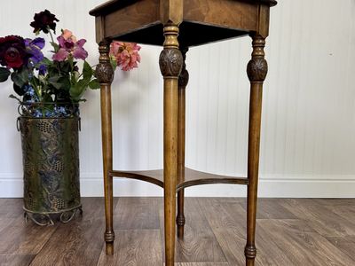 Vintage Carved Wood Pedestal Plant Stand