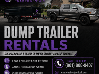 Dump Trailer Rental - Customer Pickup or Delivery Available - South Jordan