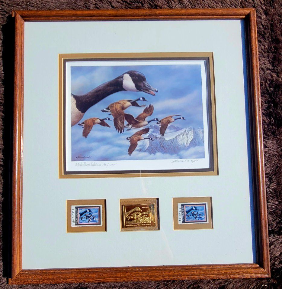 Framed Medallion Edition Duck Stamp Art Print Set.