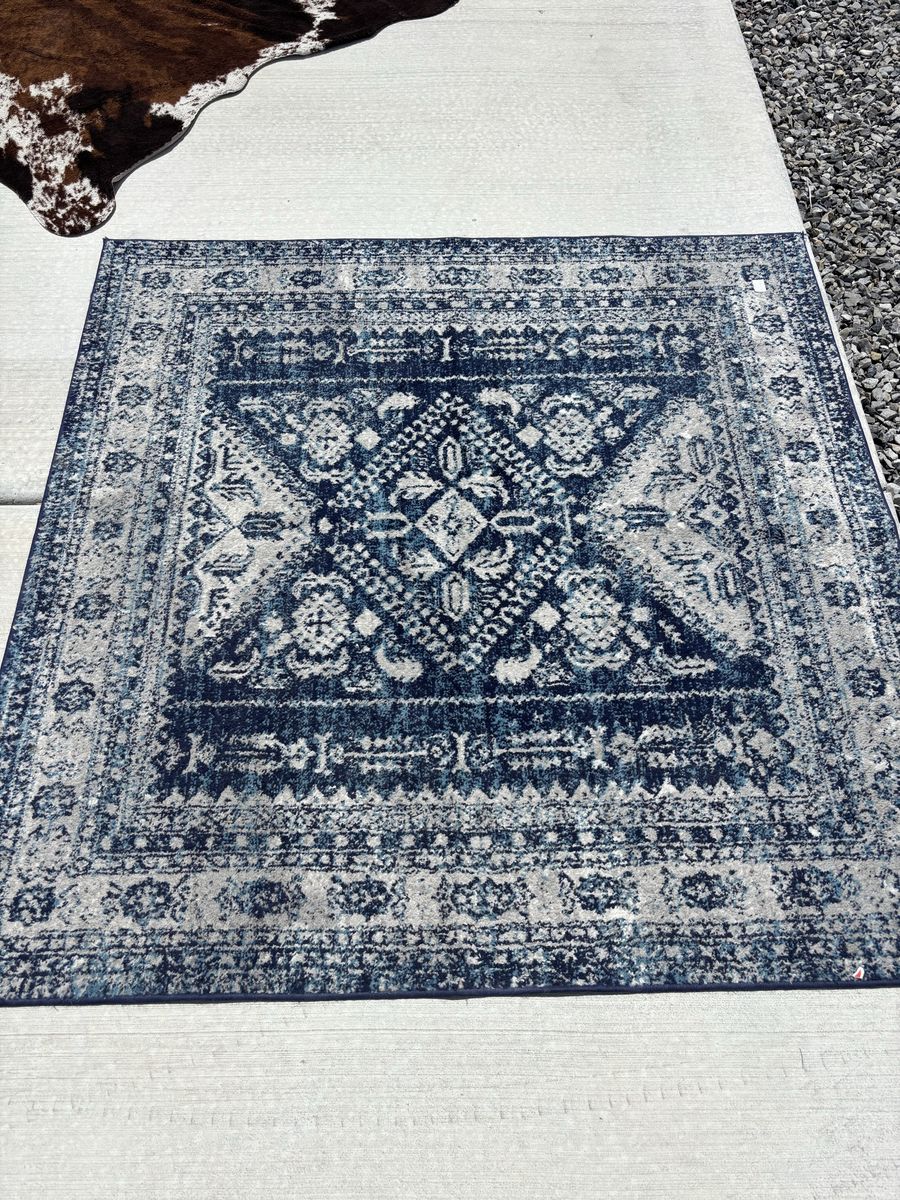 Blue/Grey Area Rug 63”x63”